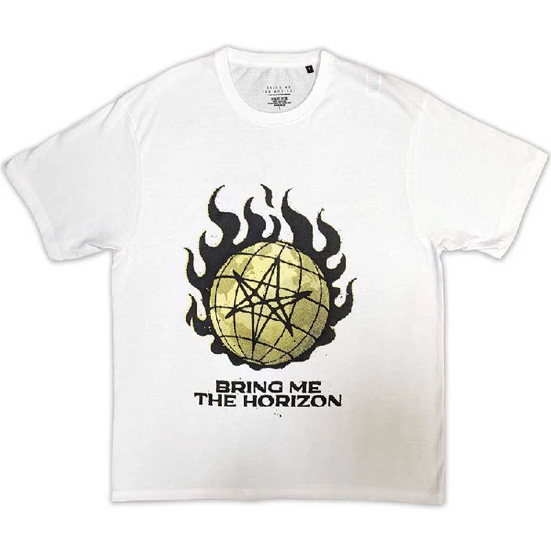 Bring Me The Horizon | Official Band T-Shirt | Globe Yellow Cashmere Blend Cotton Blend Poly Blend