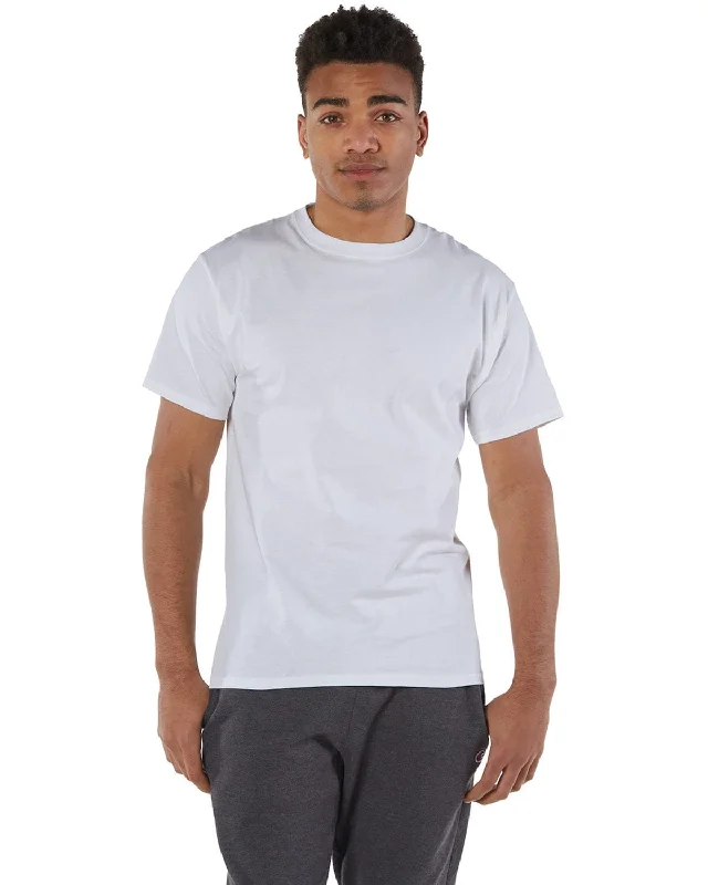 Champion Cotton T-Shirt | White Denim Fabric Leather Fabric Suede Fabric