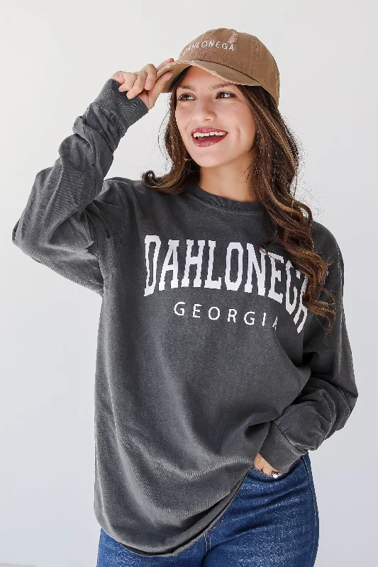 Charcoal Dahlonega Georgia Long Sleeve Tee Solid Color Striped Floral