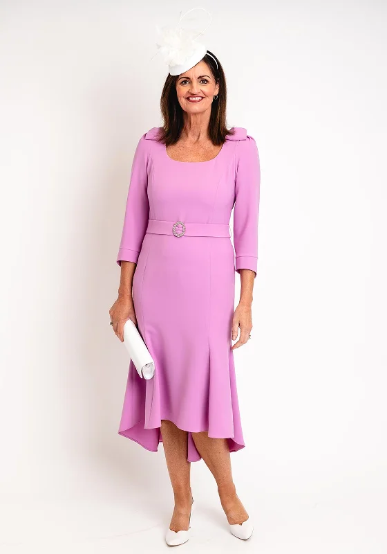 Claudia C Maxima Embellished Belted Wasit Midi Dress, Lilac Blush Cozy Knit Midi Dress Claudia C Maxima Embellished Belted Wasit Midi Dress, Lilac Blush Cozy Knit Midi Dress