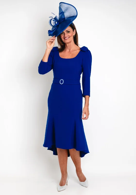 Claudia C Maxima Embellished Belted Waist Midi Dress, Royal Blue Classic Black Midi Dress Claudia C Maxima Embellished Belted Waist Midi Dress, Royal Blue Classic Black Midi Dress