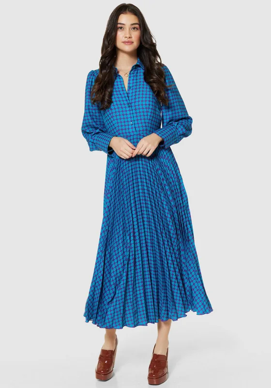 Closet London Spot Print Pleated A-line Midi Dress, Blue Elegant Sleeveless Midi Dress Closet London Spot Print Pleated A-line Midi Dress, Blue Elegant Sleeveless Midi Dress