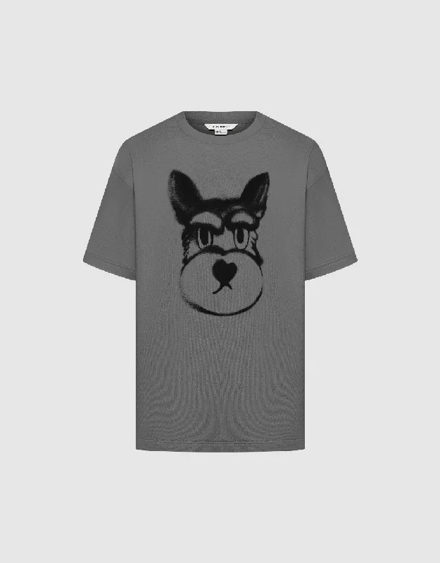 Dog Printed Crew Neck T-Shirt Notch Collar Peter Pan Collar Cowl Neck