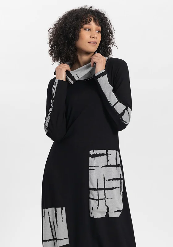 Elsewhere Nova Patch Print, Jersey Midi Dress, Black Comfortable Floral Print Midi Dress Elsewhere Nova Patch Print, Jersey Midi Dress, Black Comfortable Floral Print Midi Dress