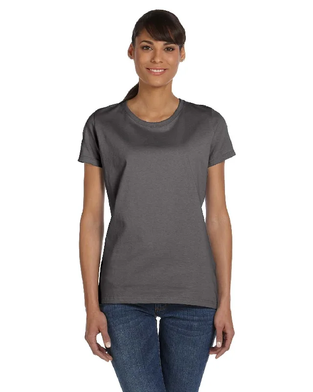 Fruit of the Loom Ladies Heavy Cotton T-Shirt | Charcoal Grey Zippered Front Buttoned Front Snap Front