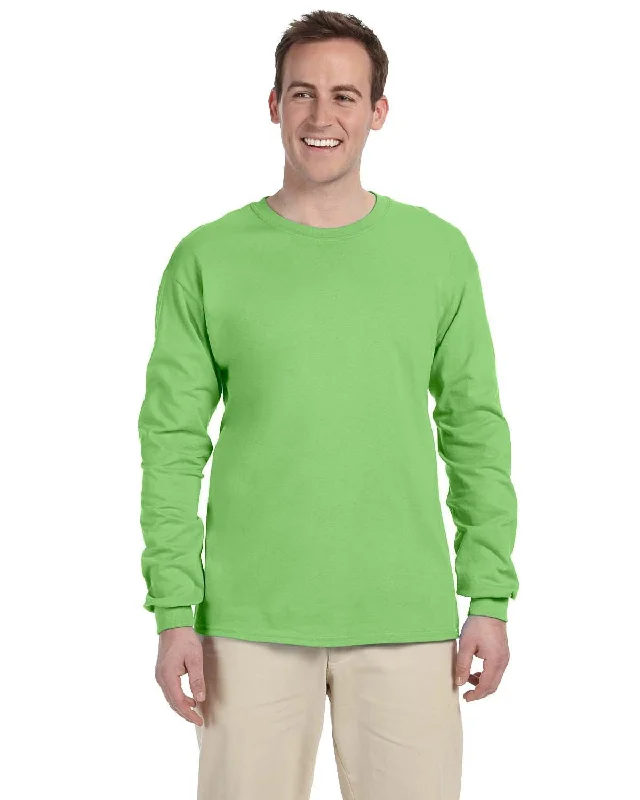 Fruit of the Loom Lightweight Long Sleeve T-Shirt | Kiwi Zippered Front Buttoned Front Snap Front