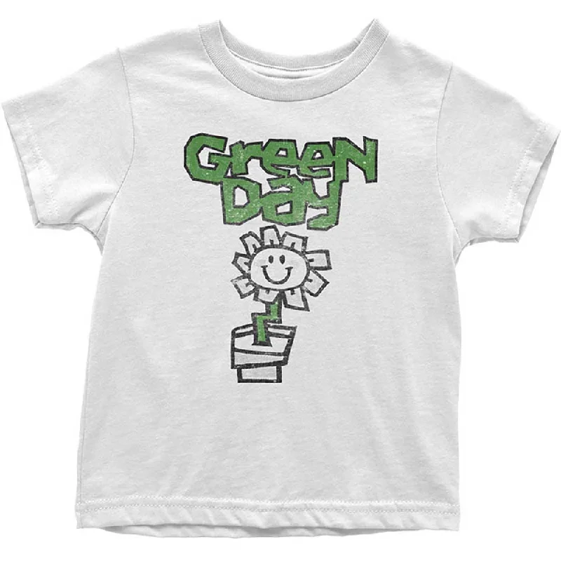 Green Day Kids T-Shirt: Flower Pot Front Pockets Side Pockets Patch Pockets