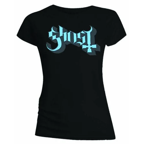 Ghost Ladies T-Shirt: Blue/Grey Keyline Logo (Skinny Fit) Layered Multi-layer Single Layer Ghost Ladies T-Shirt: Blue/Grey Keyline Logo (Skinny Fit) Layered Multi-layer Single Layer