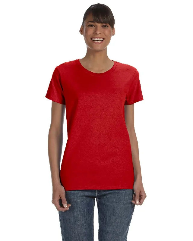 Gildan Ladies Lightweight 100% Cotton T-Shirt | Red Iron Safe Non-Iron Wrinkle Free