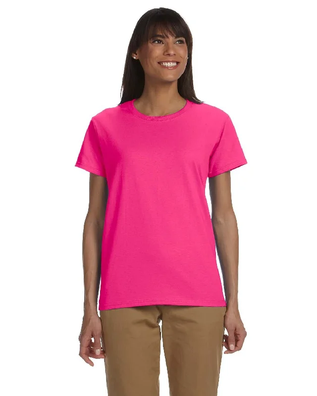 Gildan Ladies Ultra Cotton Heavyweight T-Shirt | Heliconia Welt Pockets Slit Pockets Flap Pockets