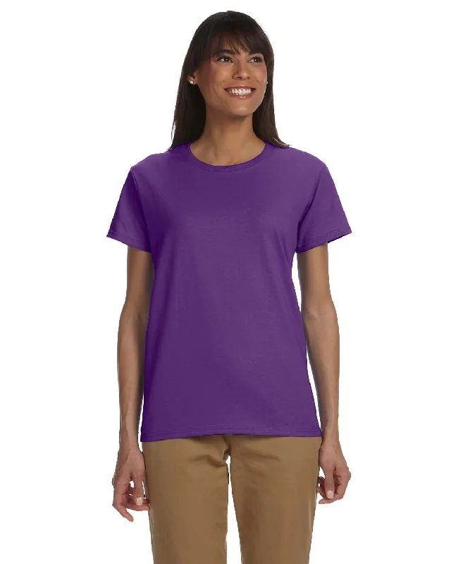 Gildan Ladies Ultra Cotton Heavyweight T-Shirt | Purple V-Neck T-Shirt Long Sleeve Cotton