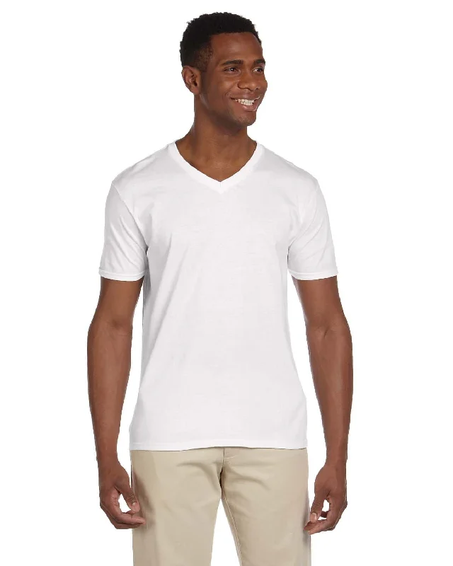 Gildan SoftStyle V-Neck T-Shirt | White Machine Wash Dry Clean Hand Wash