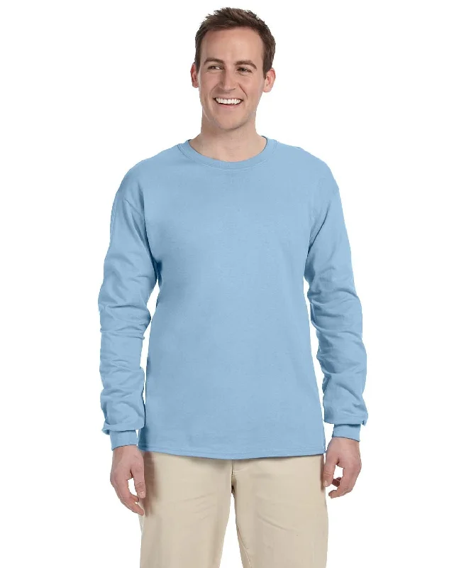 Gildan Ultra Cotton Heavyweight Long Sleeve T-Shirt | Light Blue Nylon Fabric Polyester Fabric Spandex Fabric