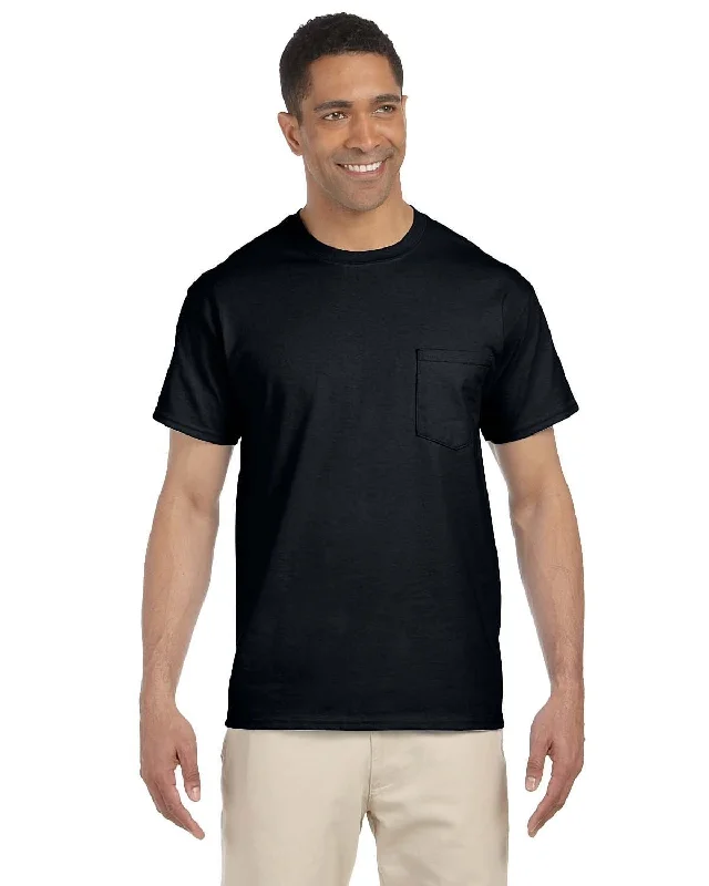 Gildan Ultra Cotton Pocket T-Shirt | Black Nylon Fabric Polyester Fabric Spandex Fabric