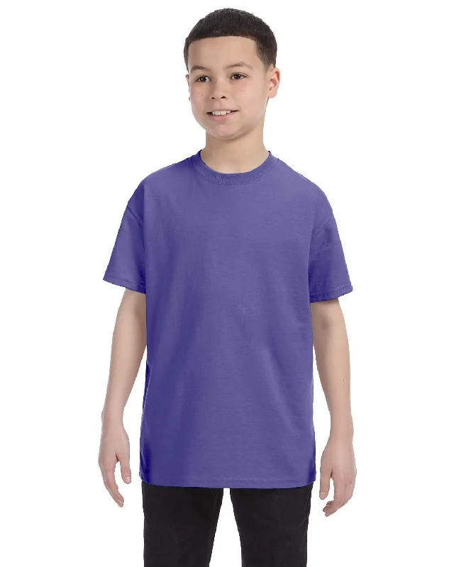 Gildan Youth Lightweight 100% Cotton T-Shirt | Violet Seamless Knitted Crochet