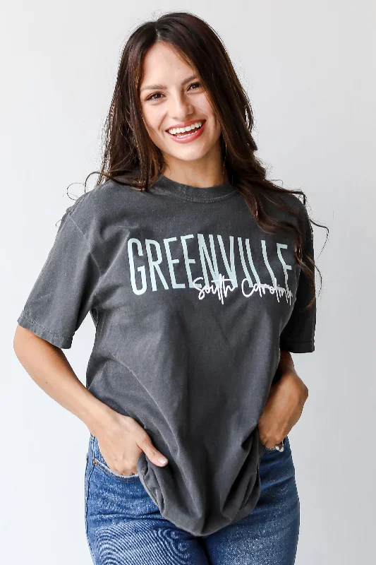 Greenville South Carolina Script Tee Basic T-Shirt Crew Neck Short Sleeve