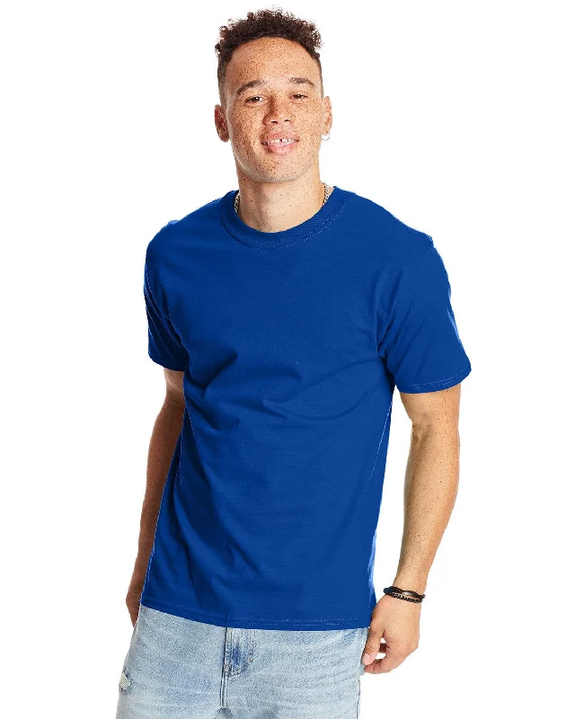 Hanes Beefy-T T-Shirt | Deep Royal Asymmetrical Pockets Print