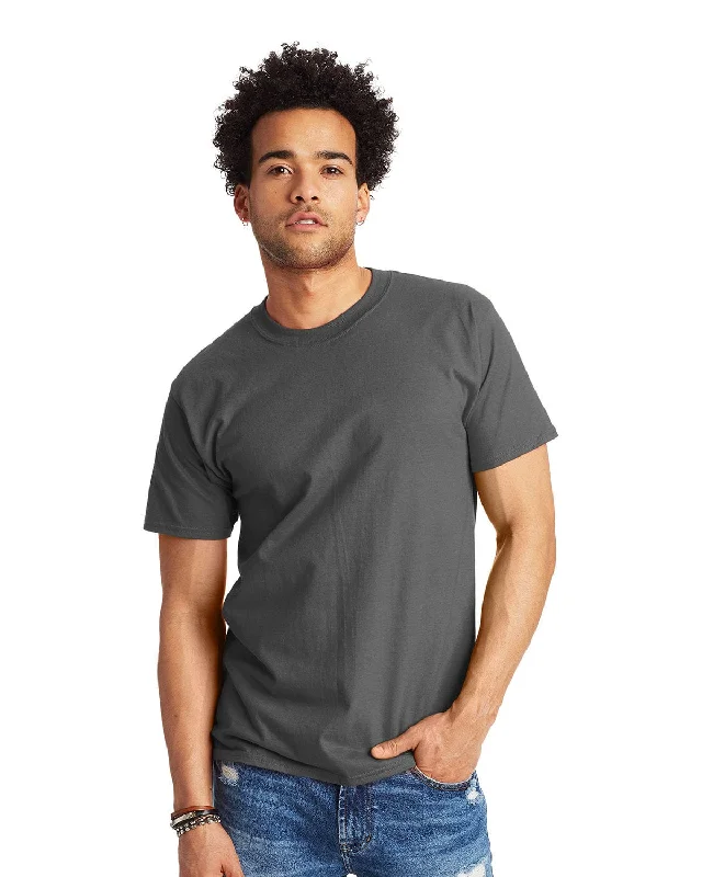 Hanes Beefy-T T-Shirt | Smoke Gray Mesh Blend Leather Blend Suede Blend