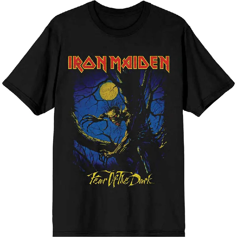 Iron Maiden | Official Band T-Shirt | Fear of the Dark Moonlight Graphic Embroidered Appliqued Iron Maiden | Official Band T-Shirt | Fear of the Dark Moonlight Graphic Embroidered Appliqued