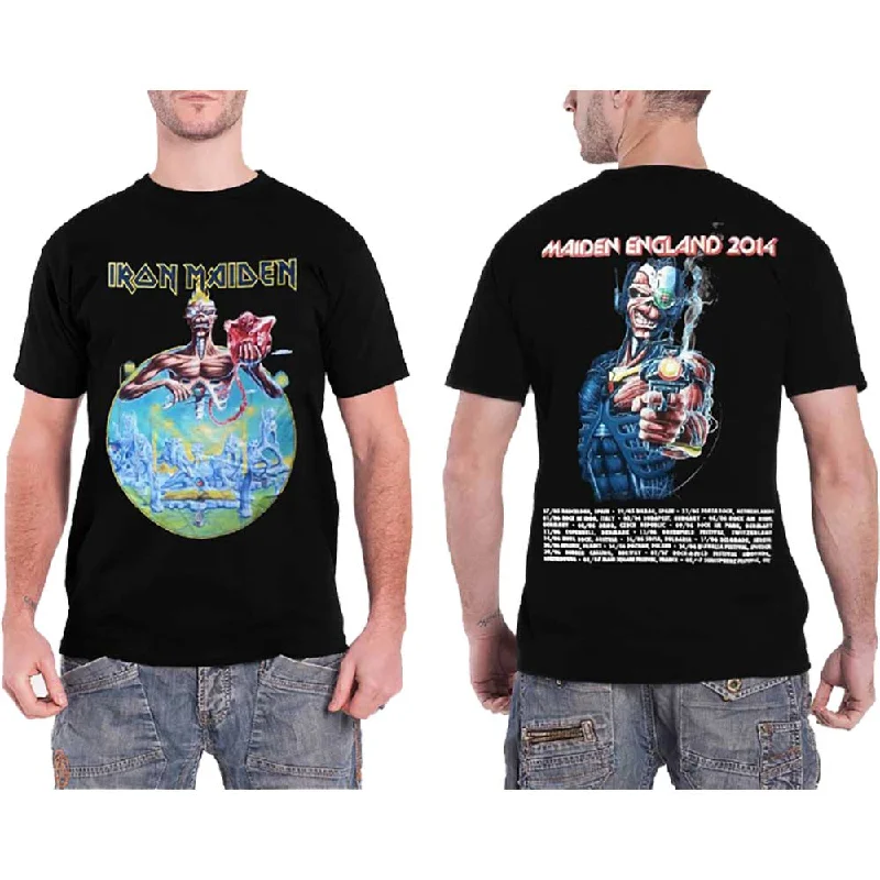 Iron Maiden | Official Band T-Shirt | England 2014 Tour (Back Print) Asymmetrical Pockets Print