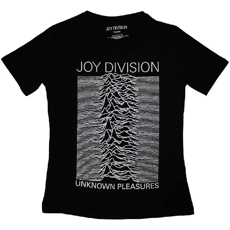 Joy Division | Official Band Ladies T-Shirt | Unknown Pleasures FP Striped Floral Plaid