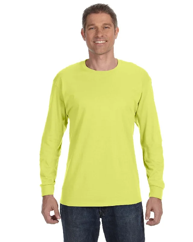 Jerzees DRI-POWER ACTIVE Long Sleeve T-Shirt | Safety Green Silk Blend Satin Velvet