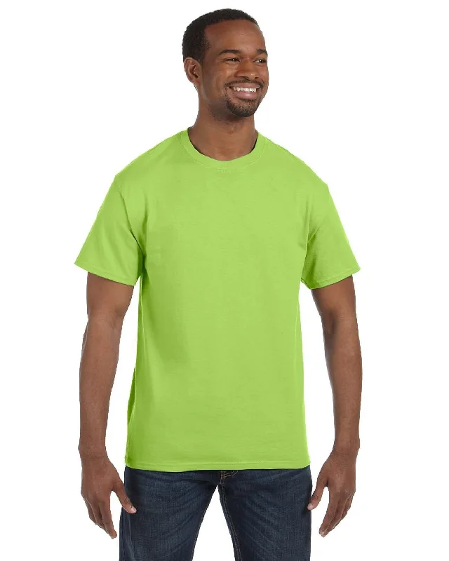 Jerzees Heavyweight 50/50 T-Shirt | Neon Green Ribbed T-Shirt High Neck Heavyweight