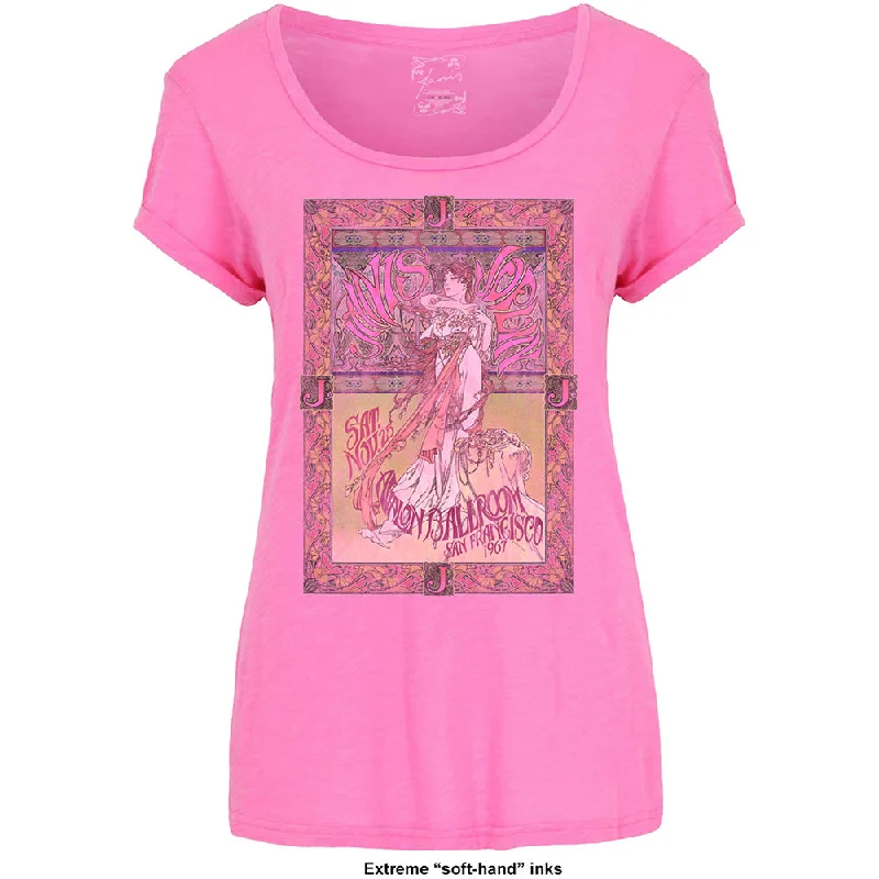 Janis Joplin Ladies T-Shirt: Avalon Ballroom '67 (Soft Hand Inks) Anti-Shrink Durable Soft Janis Joplin Ladies T-Shirt: Avalon Ballroom '67 (Soft Hand Inks) Anti-Shrink Durable Soft