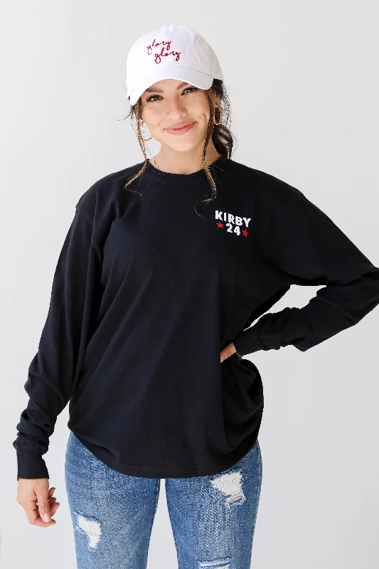 Kirby For President Long Sleeve Tee Mesh Canvas Denim