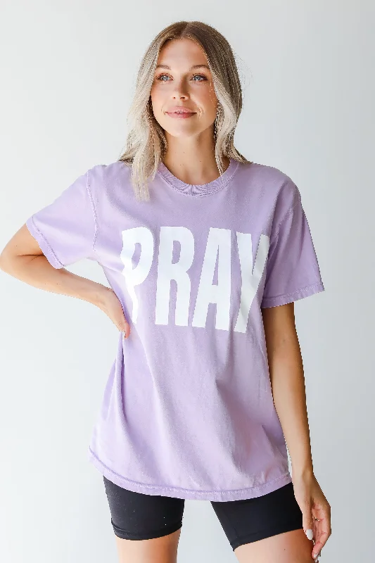 Lavender Pray Tee Anti-Shrink Durable Soft