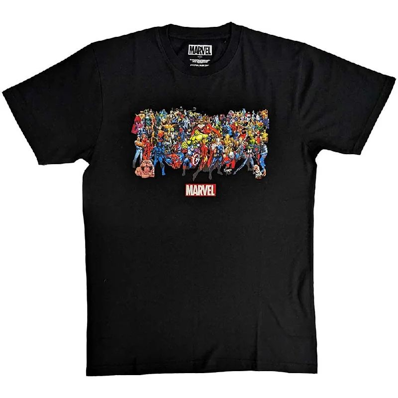 Marvel Comics | Official  Film T-Shirt | Full Characters Mesh Canvas Denim