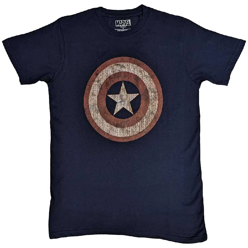 Marvel Comics | Official  Film T-Shirt | Captain America Embroidered Shield Casual Formal Business