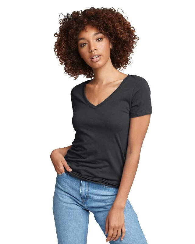 Next Level Ladies Ideal V-Neck Tee | Dark Gray Boxy Fit Fitted Loose