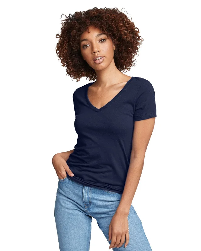 Next Level Ladies Ideal V-Neck Tee | Midnight Navy Spandex Blend Rayon Blend Denim Blend