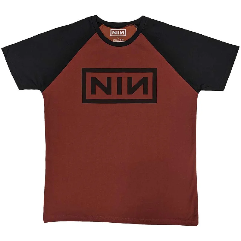 Nine Inch Nails | Official Band Raglan T-Shirt | Classic Logo V-Neck T-Shirt Long Sleeve Cotton Nine Inch Nails | Official Band Raglan T-Shirt | Classic Logo V-Neck T-Shirt Long Sleeve Cotton