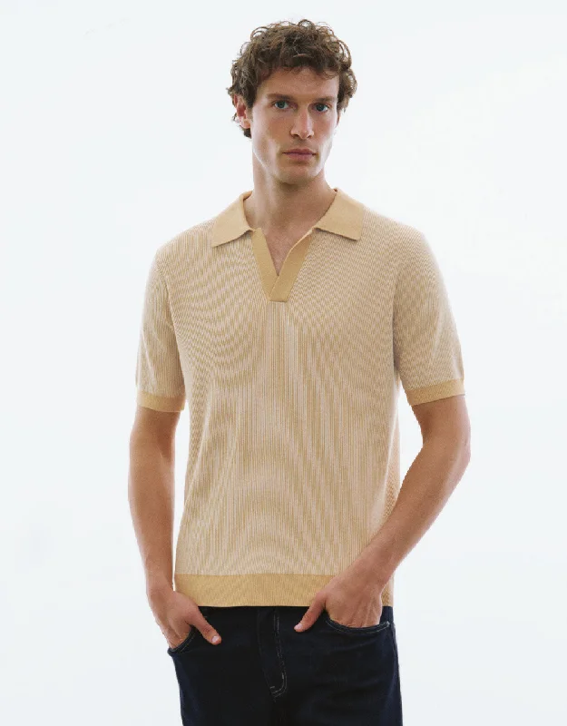 Notch Lapel Knitted T-Shirt Satin Blend Silk Blend Wool Blend