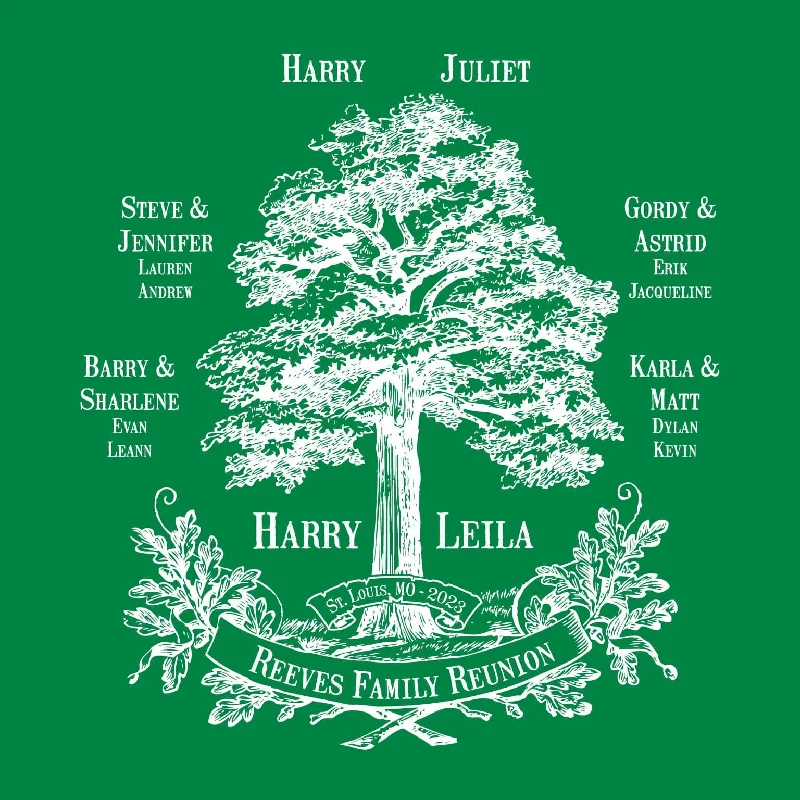 Oak Tree Family Reunion T-Shirt Design R1-24 Jersey Fabric Tulle Fabric Batik Fabric