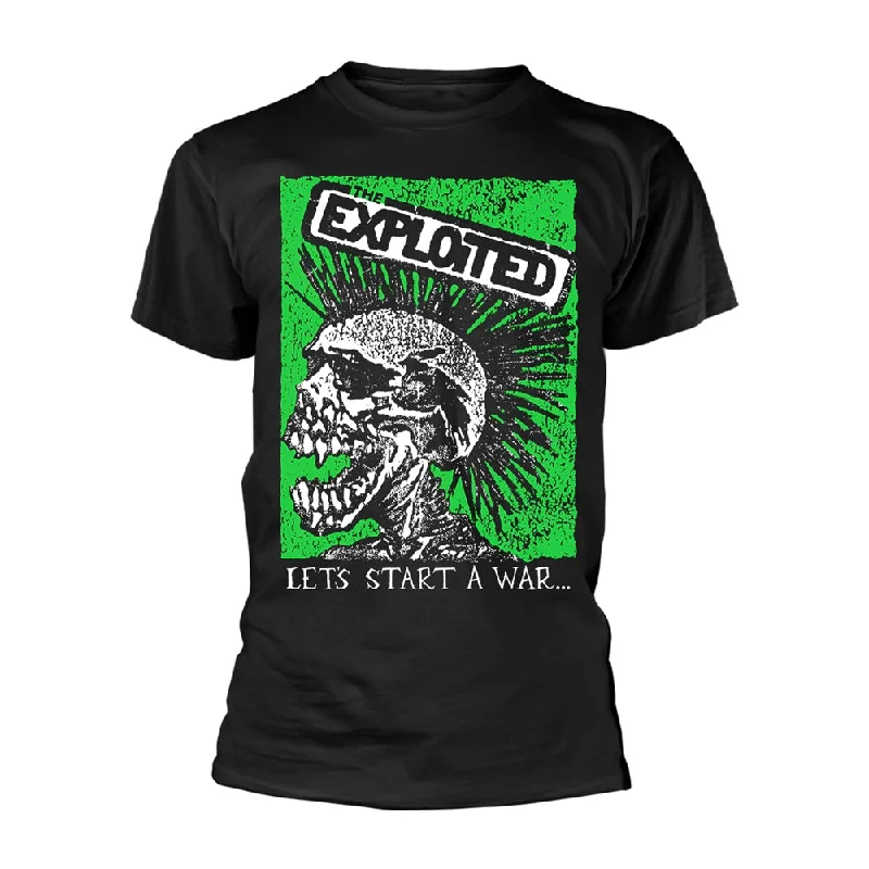 The Exploited Unisex T-shirt: Let's Start A War (Skull) Graphic T-Shirt Round Neck Polyester The Exploited Unisex T-shirt: Let's Start A War (Skull) Graphic T-Shirt Round Neck Polyester