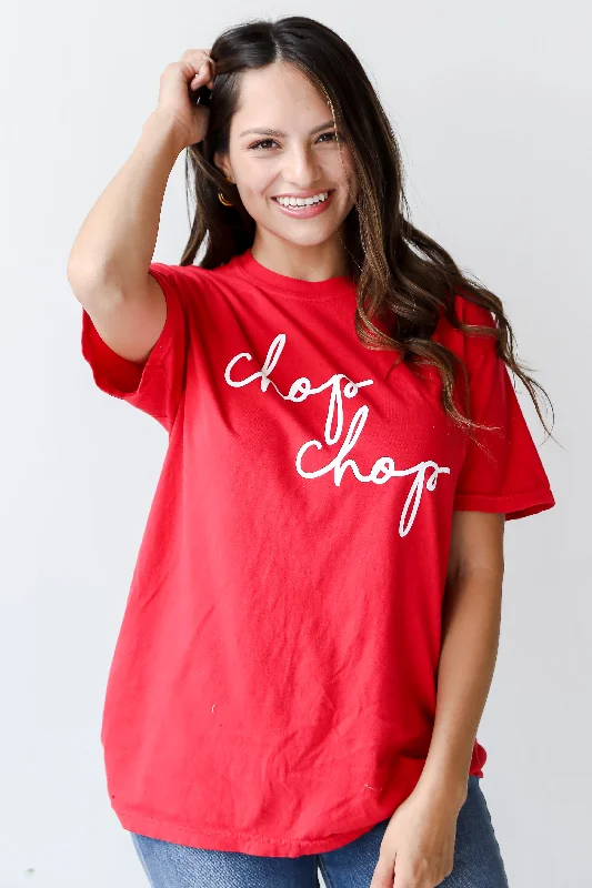 Red Chop Chop Graphic Tee Spandex Blend Rayon Blend Denim Blend