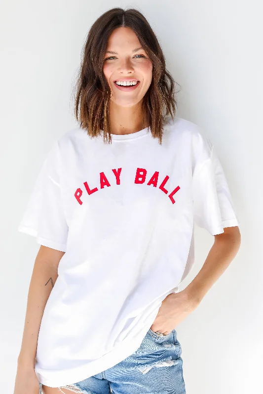 Red Play Ball Tee Houndstooth Herringbone Solid