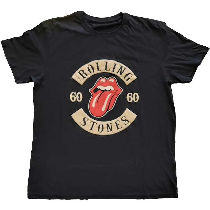 The Rolling Stones | Official Band T-Shirt | Sixty Biker Tongue (Suede Flock) Denim Fabric Leather Fabric Suede Fabric The Rolling Stones | Official Band T-Shirt | Sixty Biker Tongue (Suede Flock) Denim Fabric Leather Fabric Suede Fabric
