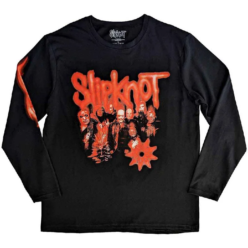 Slipknot | Official Band Long Sleeve T-Shirt | The End So Far Group Photo Tribal-S Nonagram (Back & Sleeve Print) Real Fur Shearling Chenille