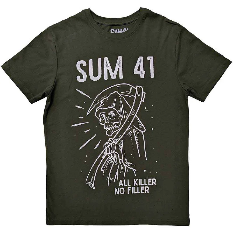 Sum 41 | Official Band T-Shirt | Reaper Green Welt Pockets Slit Pockets