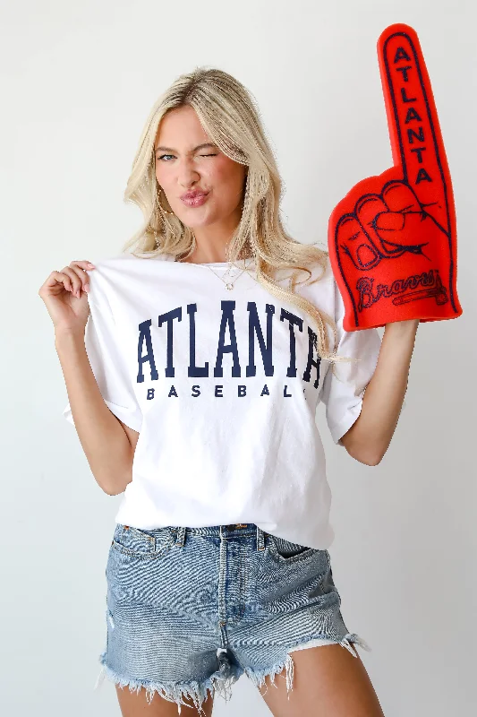 White Atlanta Baseball Tee Rayon Velvet Corduroy