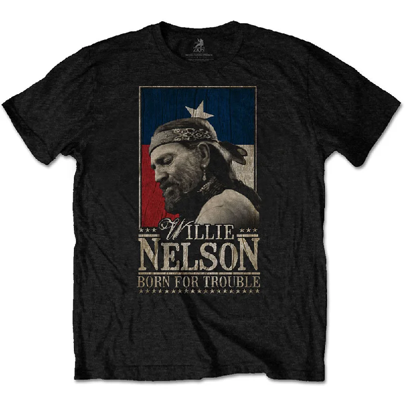 Willie Nelson | Official Band T-Shirt | Born For Trouble Terry Blend Velvet Blend Canvas Blend Willie Nelson | Official Band T-Shirt | Born For Trouble Terry Blend Velvet Blend Canvas Blend