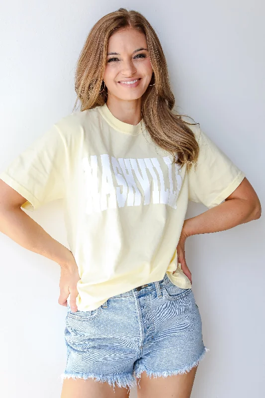 Yellow Nashville Tee Sequined Glittery Shiny