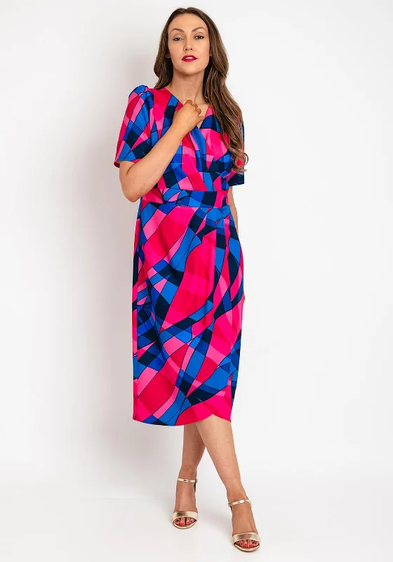 Coco Doll Toya Geometric Print Midi Dress, Pink & Blue Stylish Animal Print Midi Dress Coco Doll Toya Geometric Print Midi Dress, Pink & Blue Stylish Animal Print Midi Dress