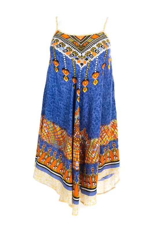 Serafina Collection Luna Print One Size Midi Dress, Blue Cozy Spaghetti Strap Midi Dress Serafina Collection Luna Print One Size Midi Dress, Blue Cozy Spaghetti Strap Midi Dress