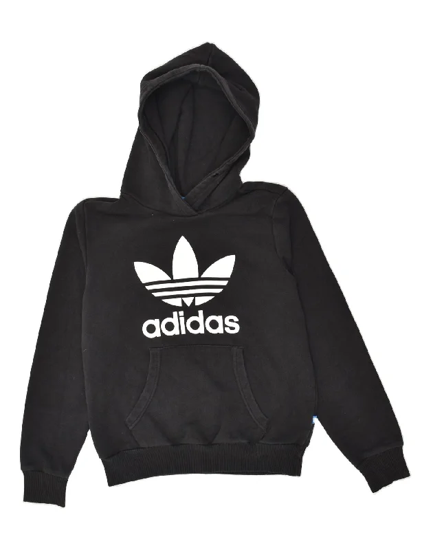 ADIDAS Womens Graphic Hoodie Jumper UK 10 Small Black Cotton Hoodie with Ribbed Hem Stretchable Secure ADIDAS Womens Graphic Hoodie Jumper UK 10 Small Black Cotton Hoodie with Ribbed Hem Stretchable Secure
