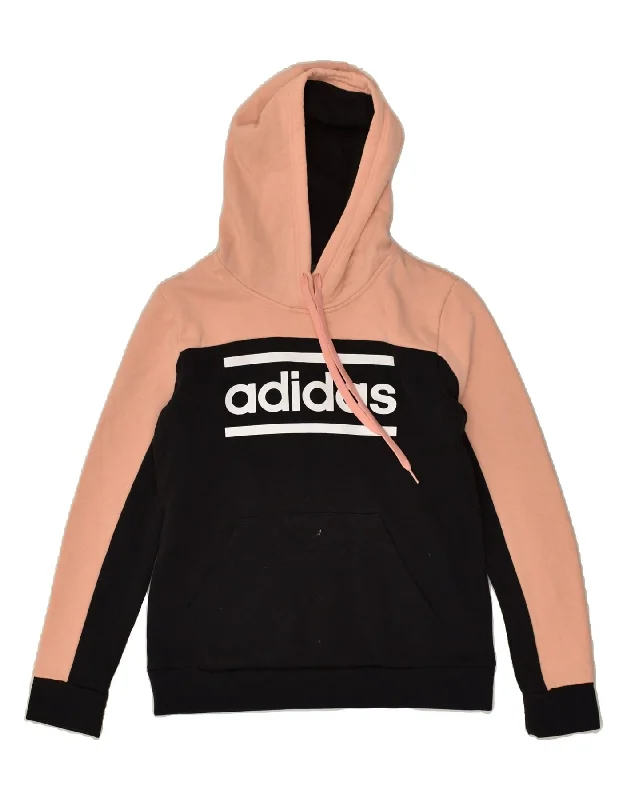ADIDAS Womens Graphic Hoodie Jumper UK 12-14 Medium Black Colourblock Hoodie with Turtle Neck Cozy Winter ADIDAS Womens Graphic Hoodie Jumper UK 12-14 Medium Black Colourblock Hoodie with Turtle Neck Cozy Winter